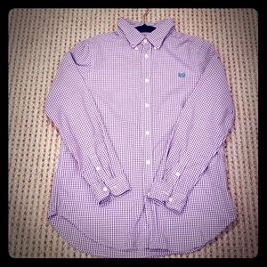 CHAPS PURPLE/WHITE GINGHAM SHIRT - SIZE 18/20